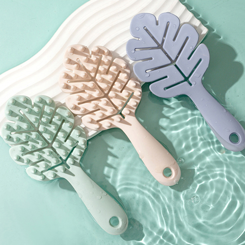 Gardening Tools Long Handle - Leaf Shape Silicone Shampoo Brush Head
