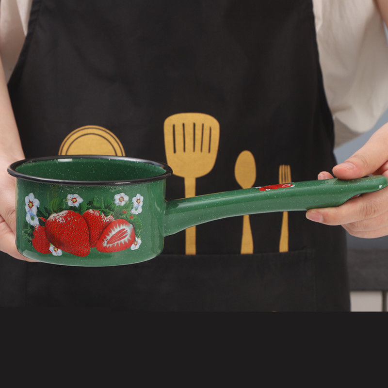 Gardening Tools Long Handle - Enameled Water Spoon Milk Pot Vintage