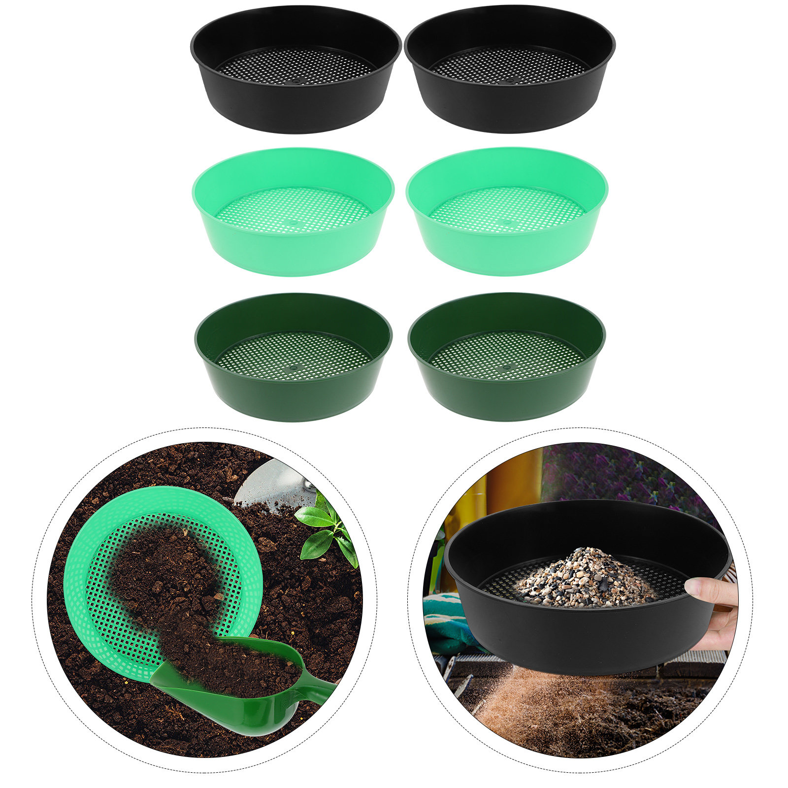 Garden Sieve Soil - 6Pcs Garden Plastic Sieve Round Soil