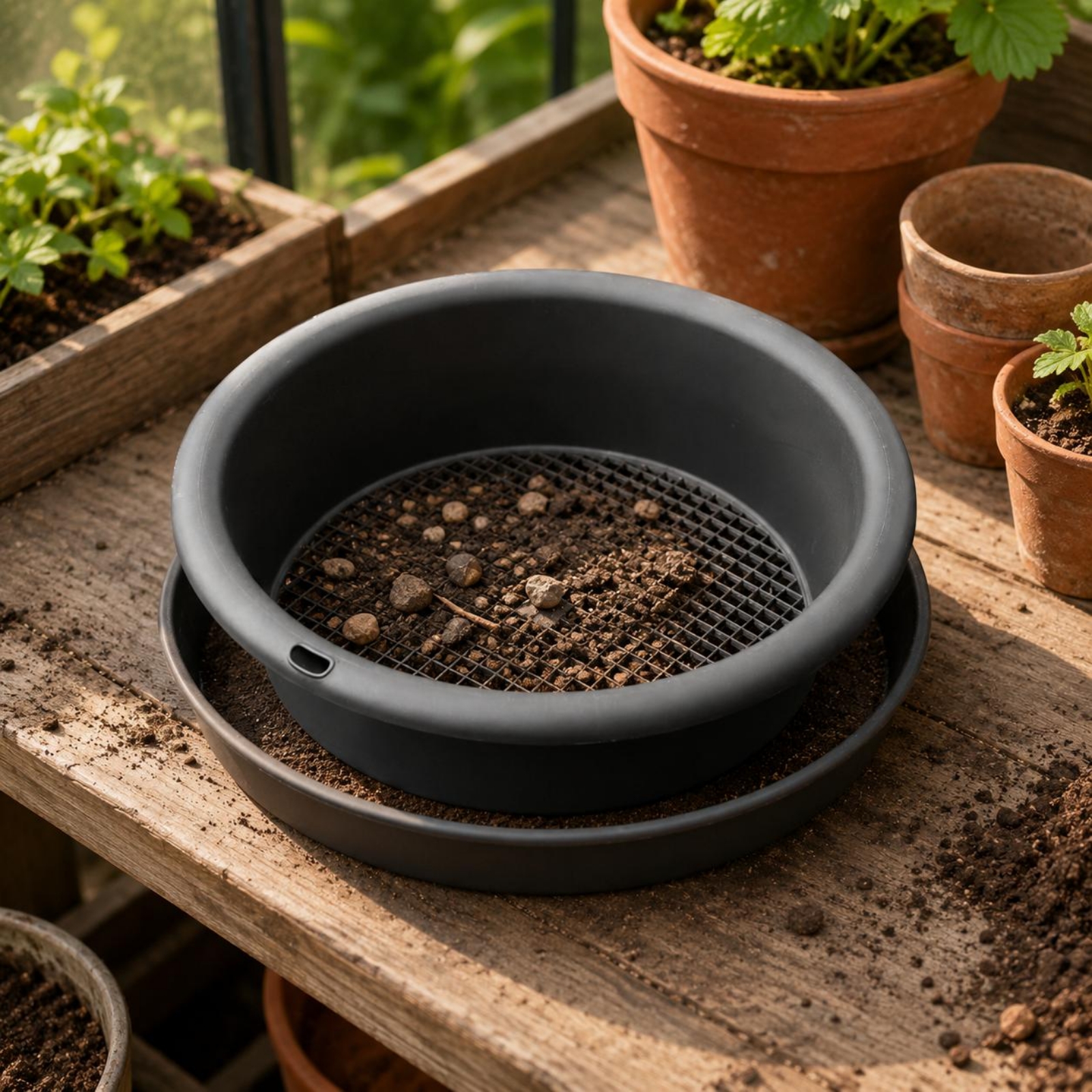 Garden Sieve Soil - Plastic Soil Sieve Shallow Perforated Soil