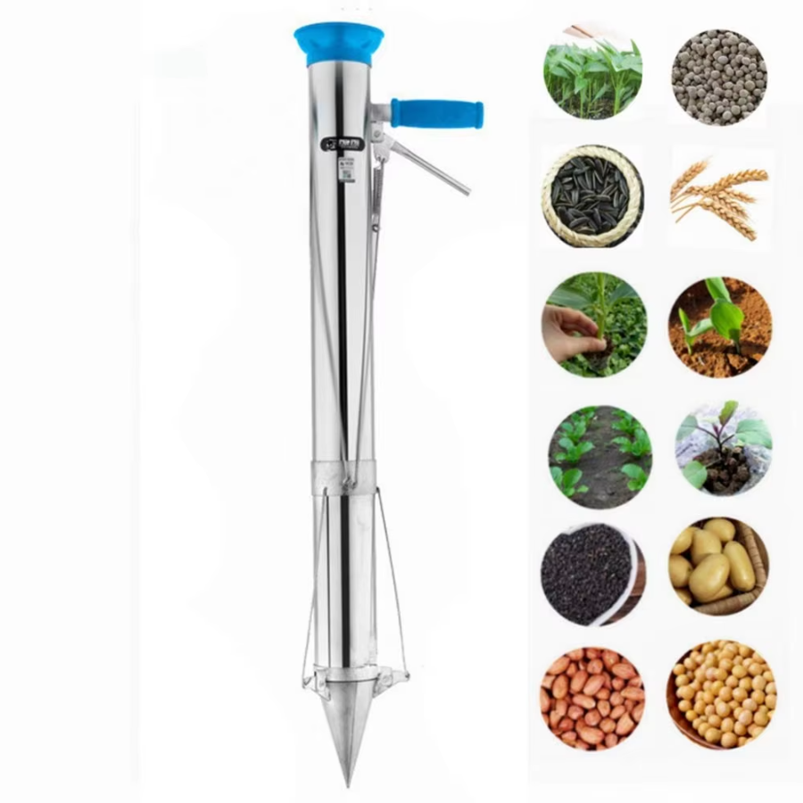Gardening Tools Long Handle - Stainless Steel Manual Seedling Planter Long
