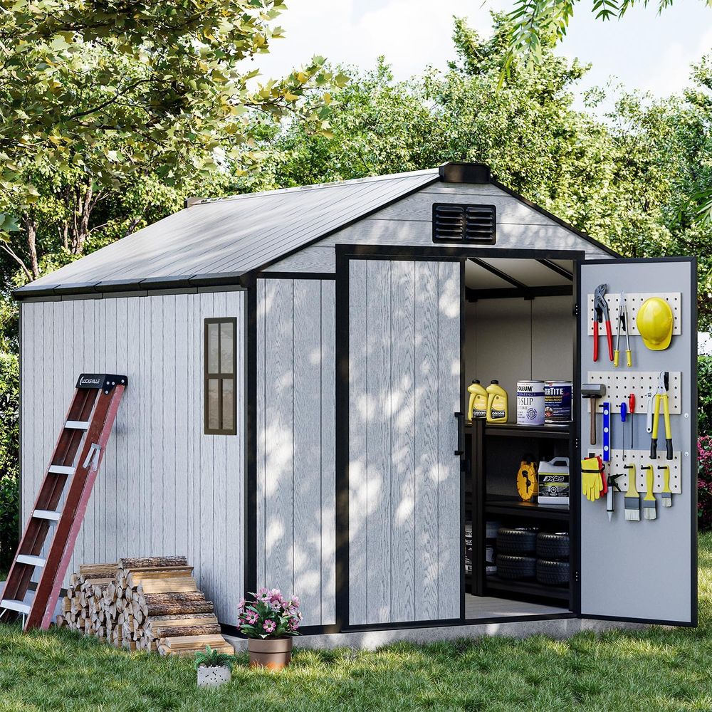 Gardening Tools In - 10ft Outdoor Storage Shed with Floor,