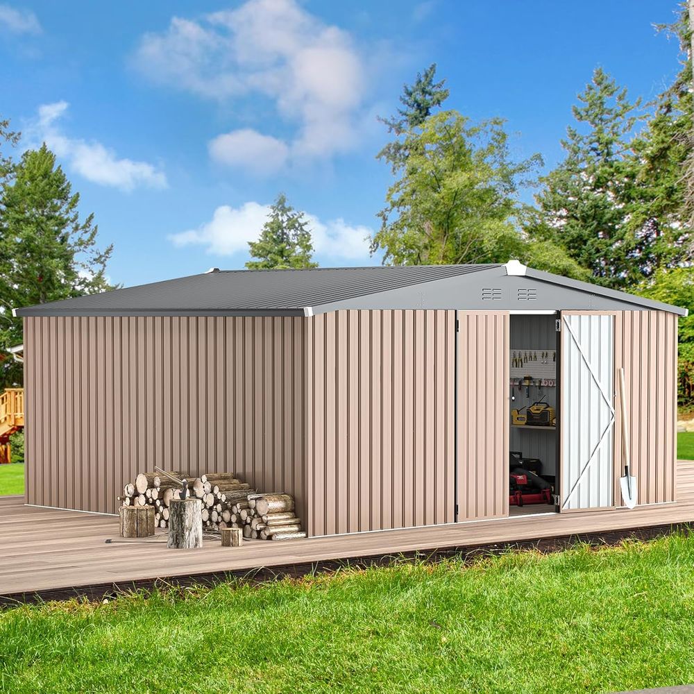 Gardening Tools In - 14' x 12' Outdoor Metal Storage