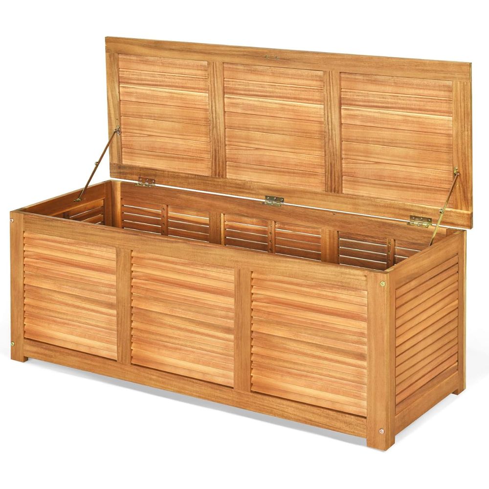 Gardening Tools In - 46 Gallon Acacia Wood Deck Storage