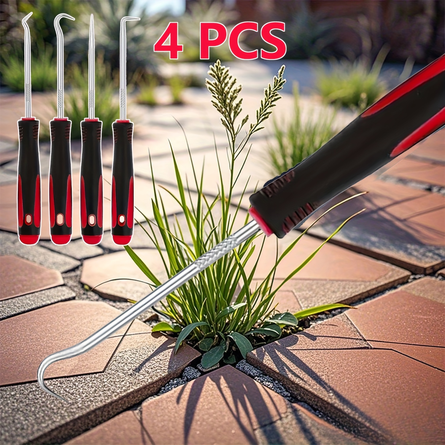 Gardening Tools For Weeds - 4-Piece Weeding Tool Set with Non-Slip