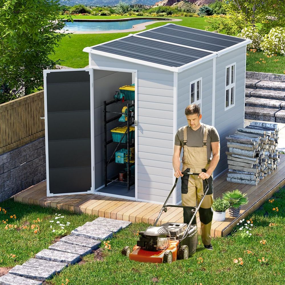 Gray 8x4x6 ft Plastic Storage  - đánh giá và giá Gardening Tools In
