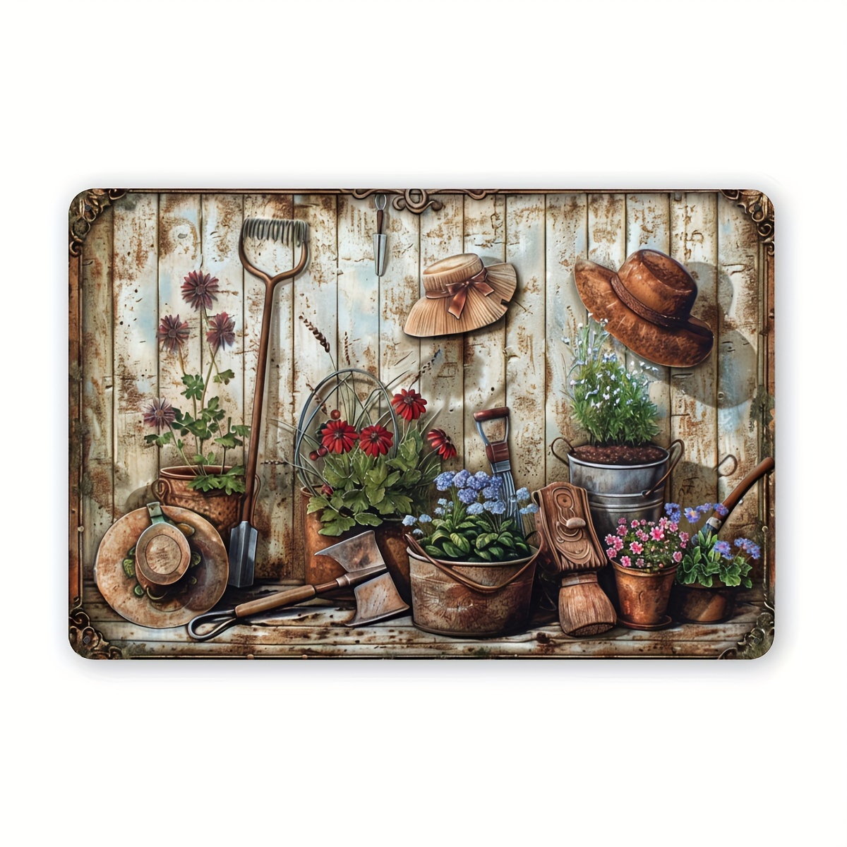 2D Flat, Vintage Floral Metal  - đánh giá và giá Gardening Tools Vintage