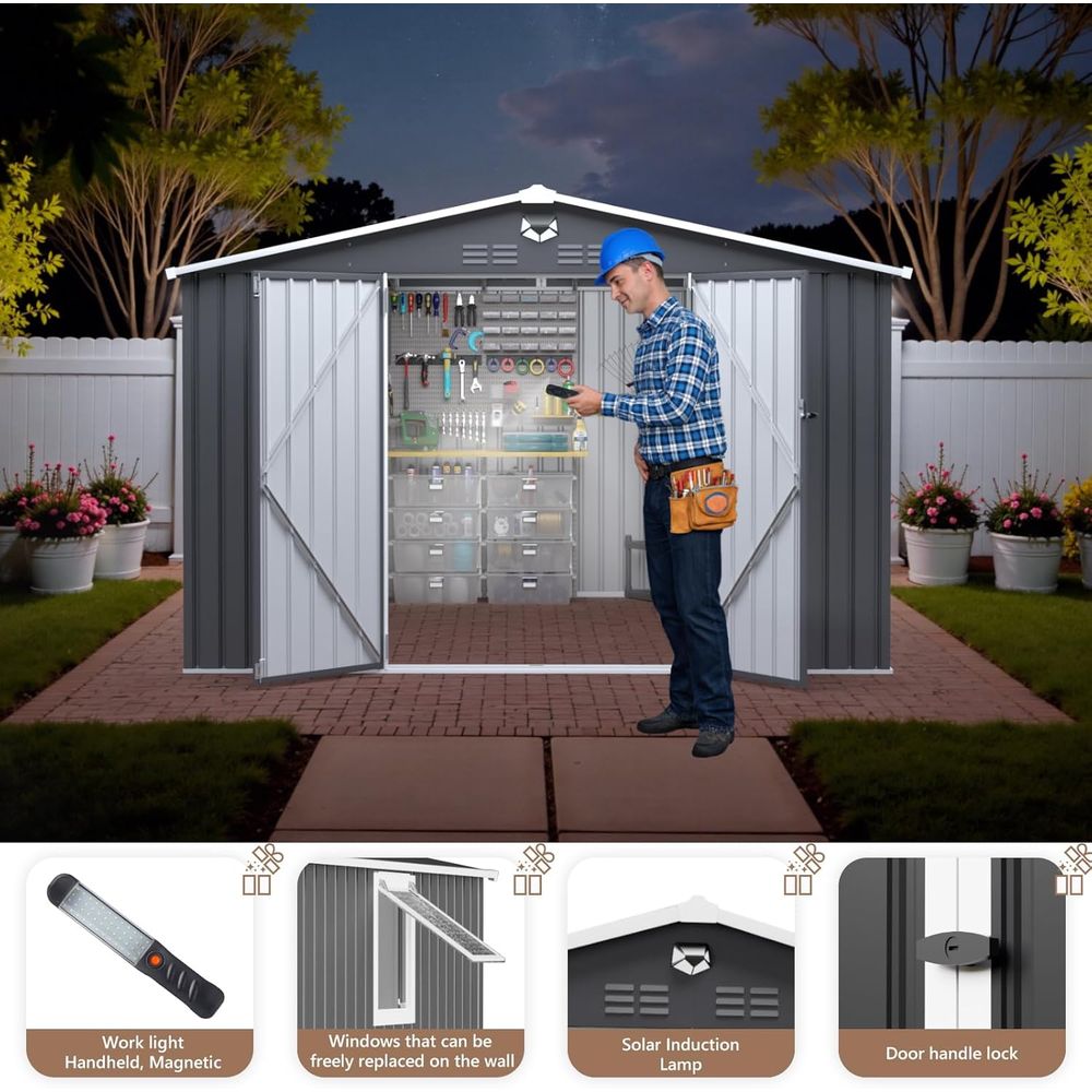 10x8 Outdoor Metal Storage She - đánh giá và giá Gardening Tools In