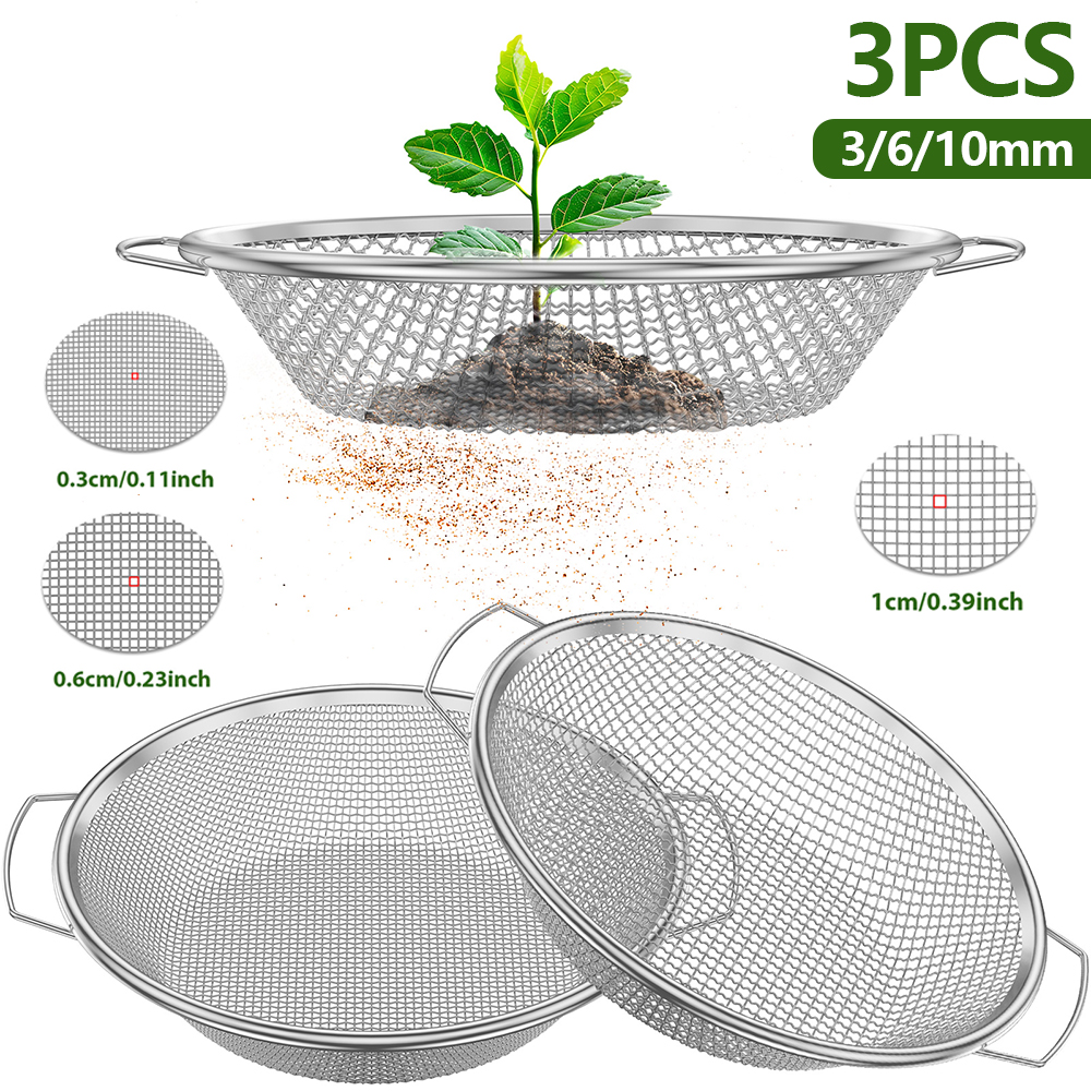 3Pcs Gardening Soil Sifter 3/6 - đánh giá và giá Garden Sieve Soil
