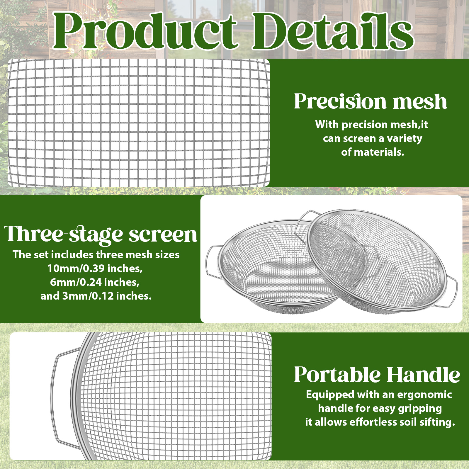 3Pcs Gardening Soil Sifter 3/6 - đánh giá và giá Garden Sieve Soil