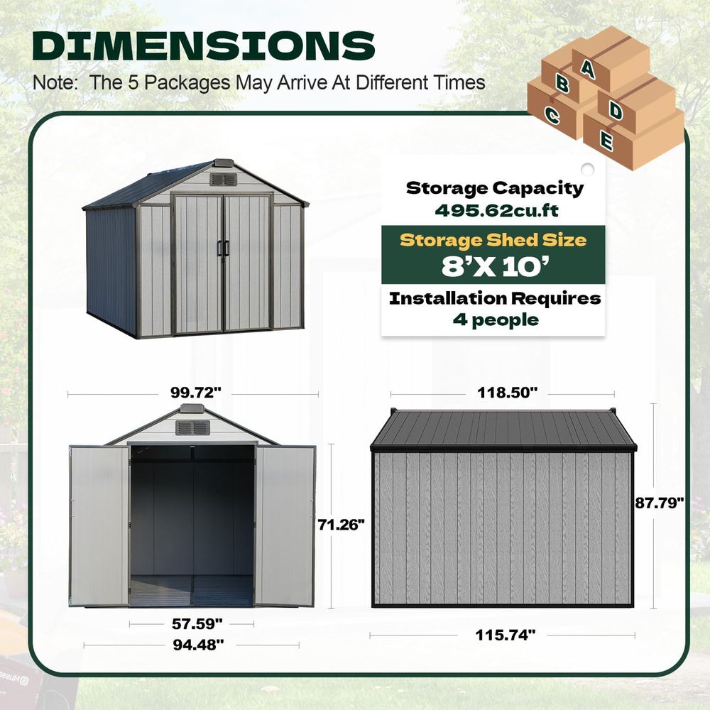 10ft Outdoor Storage Shed with - đánh giá và giá Gardening Tools In