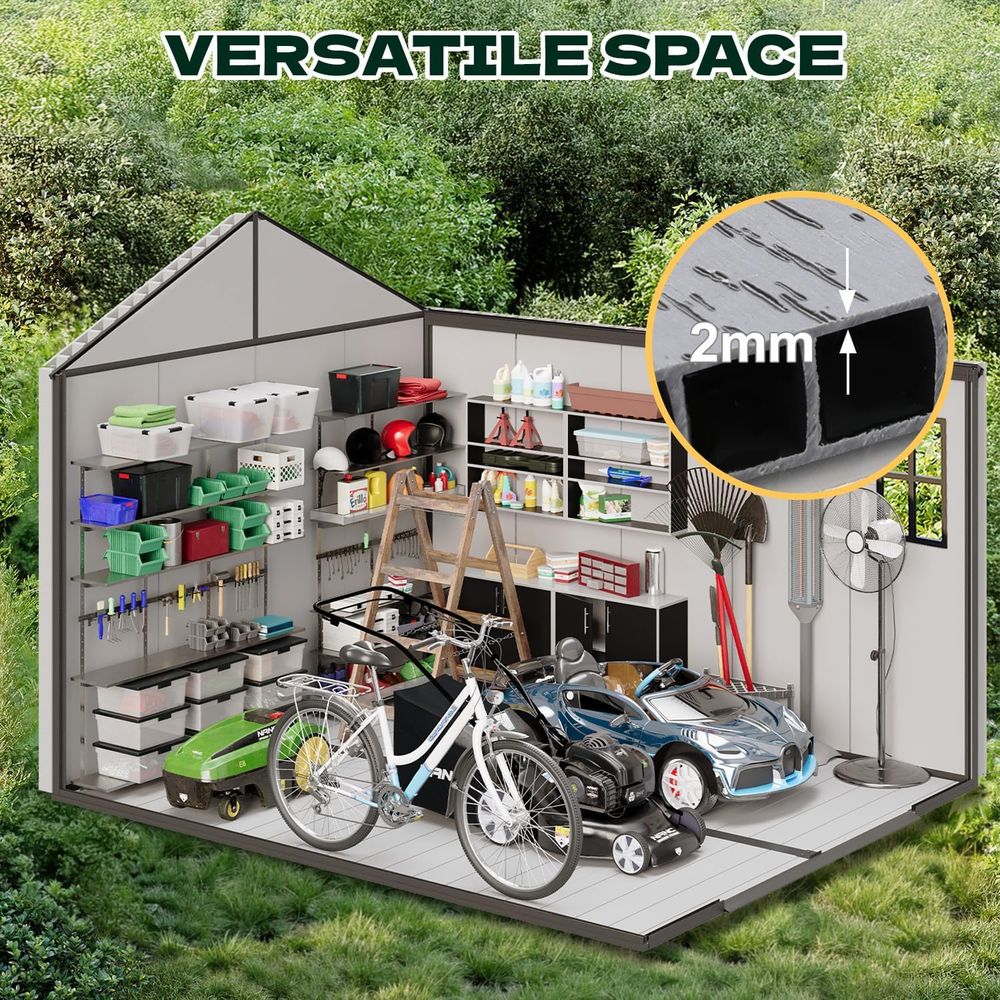 10ft Outdoor Storage Shed with - đánh giá và giá Gardening Tools In