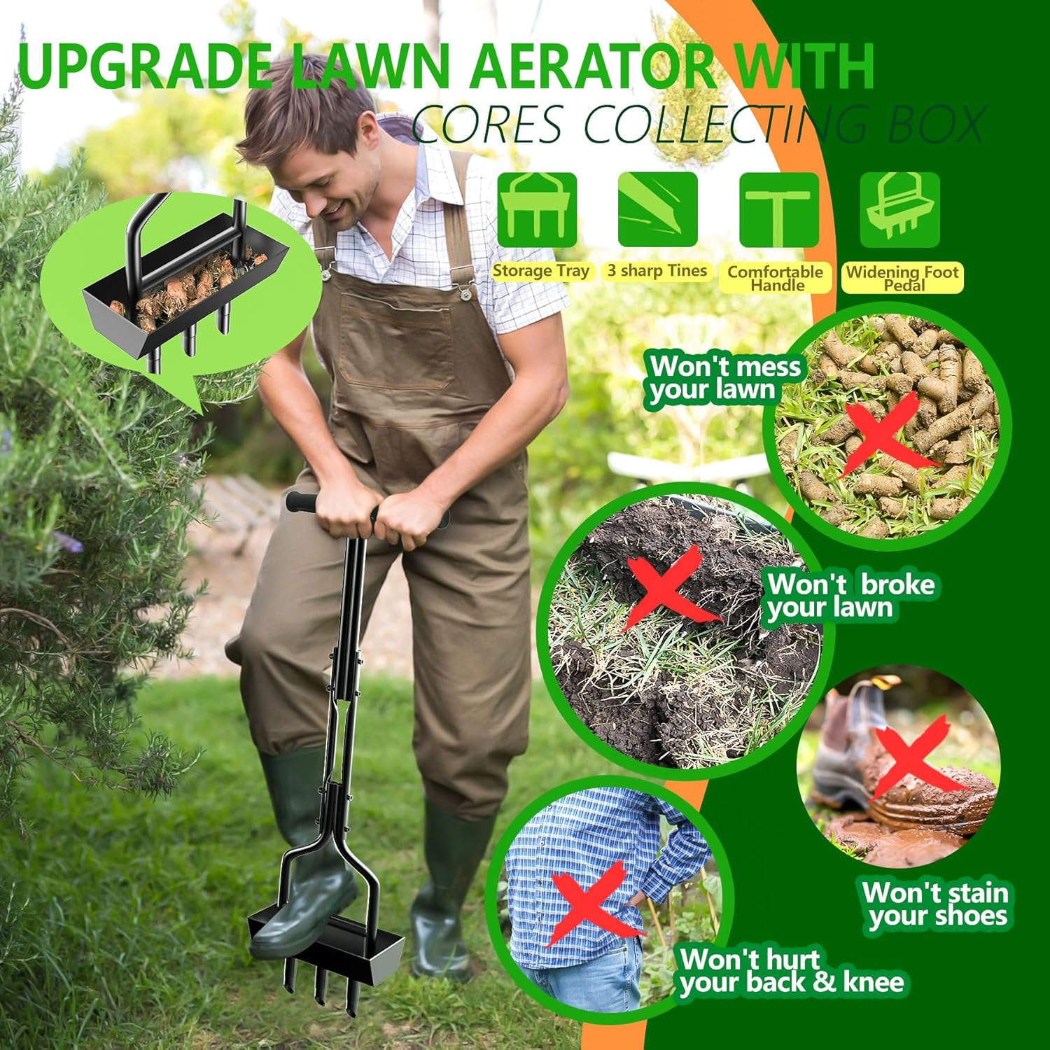 Manual Lawn Aerator Coring Gar - đánh giá và giá Gardening Hand Tools Yard