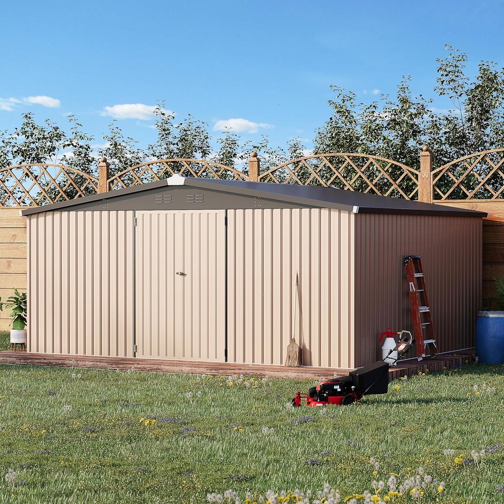 14' x 12' Outdoor Metal Storag - đánh giá và giá Gardening Tools In