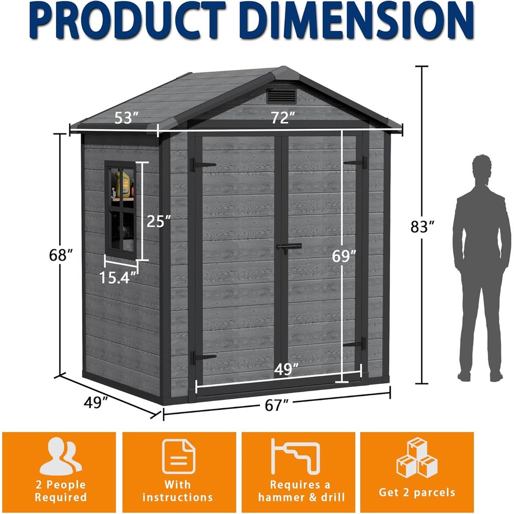 Outdoor Storage Shed 6x4.4ft,  - đánh giá và giá Gardening Tools In